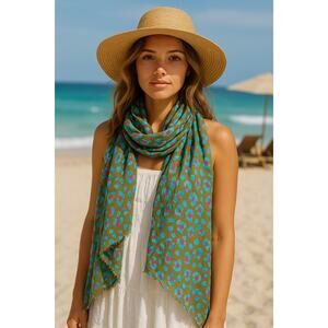 Beck Söndergaard 100% Cotton Leopard Print Scarf / Wrap — 33” x 74”